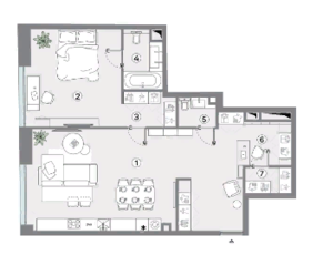 Апарт-комплекс «Cult», планировка 1-комнатной квартиры, 87.57 м²