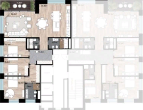 ЖК «WOODS», планировка 3-комнатной квартиры, 162.00 м²