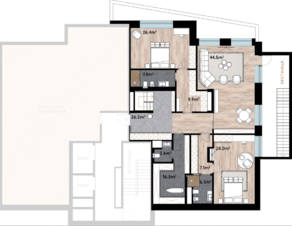 ЖК «WOODS», планировка 3-комнатной квартиры, 370.00 м²