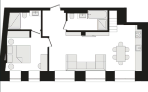 Апарт-отель «RestArt», планировка 2-комнатной квартиры, 59.30 м²