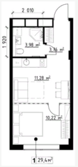 ЖК «Усово парк», планировка 1-комнатной квартиры, 29.40 м²