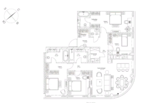 ЖК «River Park Towers Кутузовский», планировка 4-комнатной квартиры, 134.00 м²