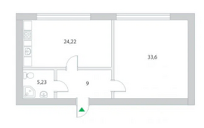 ЖК «HillSide», планировка 1-комнатной квартиры, 75.90 м²