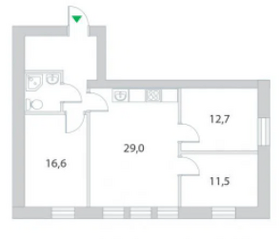 ЖК «HillSide», планировка 3-комнатной квартиры, 84.70 м²