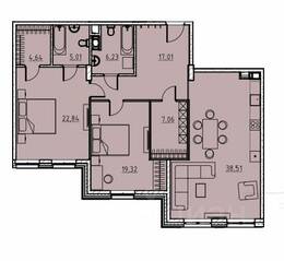 ЖК «Manhattan», планировка 2-комнатной квартиры, 120.62 м²