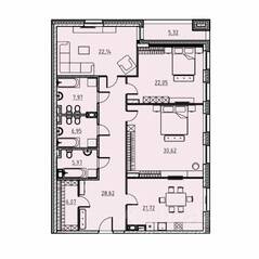 ЖК «Manhattan», планировка 3-комнатной квартиры, 154.97 м²