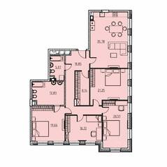 ЖК «Manhattan», планировка 4-комнатной квартиры, 159.22 м²