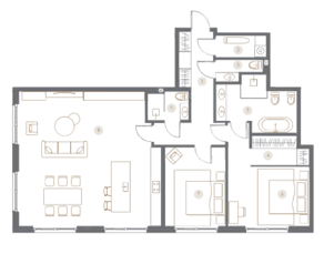 ЖК «Turgenev», планировка 2-комнатной квартиры, 115.70 м²