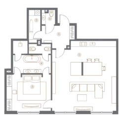 ЖК «Turgenev», планировка 1-комнатной квартиры, 86.10 м²