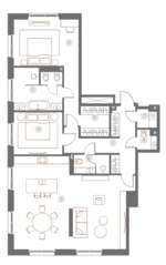 ЖК «Turgenev», планировка 2-комнатной квартиры, 122.00 м²