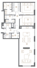 ЖК «Turgenev», планировка 2-комнатной квартиры, 101.80 м²