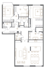 ЖК «Turgenev», планировка 3-комнатной квартиры, 151.00 м²