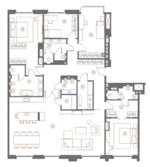 ЖК «Turgenev», планировка 4-комнатной квартиры, 206.90 м²