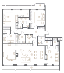 ЖК «Turgenev», планировка 4-комнатной квартиры, 180.60 м²