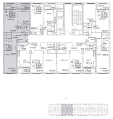ЖК «Pilot 9-18», планировка 3-комнатной квартиры, 64.00 м²