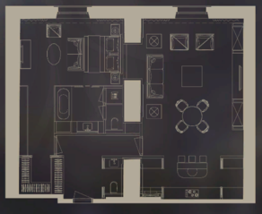 МФК «Царев сад», планировка 1-комнатной квартиры, 127.82 м²