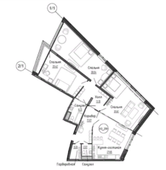 Апарт-отель Клубный дом «Рублево», планировка 3-комнатной квартиры, 150.31 м²