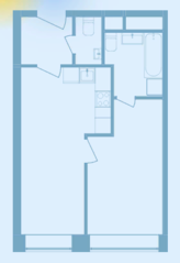 ЖК «Stellar City», планировка 2-комнатной квартиры, 41.40 м²