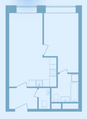 ЖК «Stellar City», планировка 2-комнатной квартиры, 46.10 м²