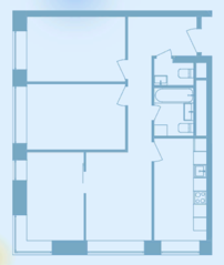 ЖК «Stellar City», планировка 3-комнатной квартиры, 77.50 м²