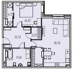 ЖК «Manhattan», планировка 1-комнатной квартиры, 81.00 м²