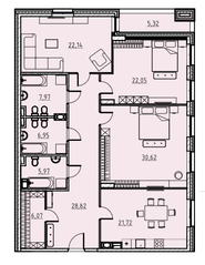 ЖК «Manhattan», планировка 3-комнатной квартиры, 157.00 м²