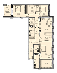 ЖК «Manhattan», планировка 4-комнатной квартиры, 190.00 м²