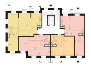 ЖК «Видный город», планировка 2-комнатной квартиры, 44.90 м²