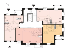 ЖК «Видный город», планировка 2-комнатной квартиры, 48.04 м²
