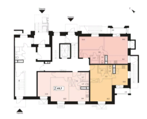 ЖК «Видный город», планировка 2-комнатной квартиры, 49.70 м²