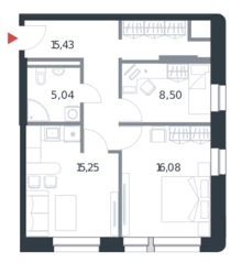 Апарт-отель «Citimix», планировка 2-комнатной квартиры, 60.30 м²