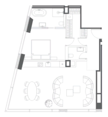 ЖК «Capital Towers», планировка 2-комнатной квартиры, 83.25 м²
