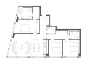 ЖК «Capital Towers», планировка 4-комнатной квартиры, 145.25 м²