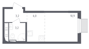ЖК «Мытищи Парк», планировка студии, 23.30 м²