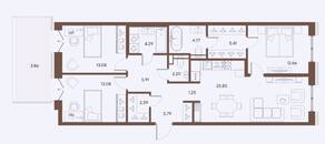 ЖК «Большой 67», планировка 3-комнатной квартиры, 96.88 м²