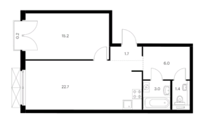 ЖК «Западный порт», планировка 1-комнатной квартиры, 50.20 м²