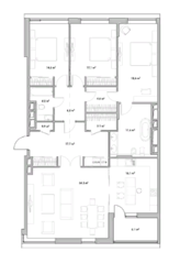 ЖК «Кверкус», планировка 4-комнатной квартиры, 157.50 м²