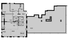 ЖК «Южные сады», планировка 4-комнатной квартиры, 165.60 м²
