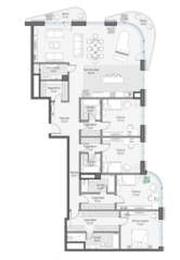 ЖК Дом «Лаврушинский», планировка 4-комнатной квартиры, 229.00 м²