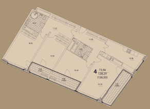 ЖК «Prizma», планировка 4-комнатной квартиры, 136.50 м²