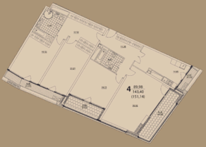 ЖК «Prizma», планировка 4-комнатной квартиры, 151.14 м²
