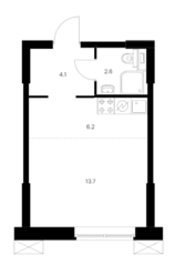 МФК «Волоколамское 24», планировка студии, 26.60 м²