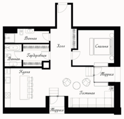 МФК «Пречистенка 8», планировка 2-комнатной квартиры, 90.20 м²