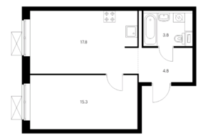 ЖК «Мичуринский парк», планировка 1-комнатной квартиры, 41.70 м²