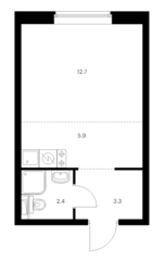 ЖК «Полар», планировка студии, 24.30 м²