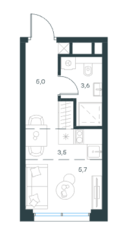 ЖК «Level Селигерская», планировка 1-комнатной квартиры, 17.80 м²