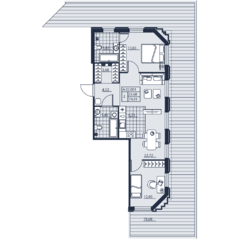 ЖК «Alter», планировка 2-комнатной квартиры, 74.91 м²