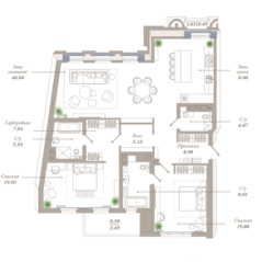 ЖК «Приоритет», планировка 3-комнатной квартиры, 138.23 м²