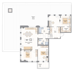 ЖК «Квадрия», планировка 3-комнатной квартиры, 147.74 м²