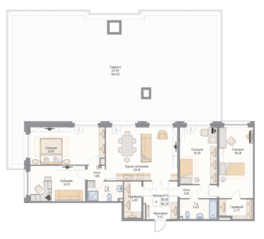 ЖК «Квадрия», планировка 4-комнатной квартиры, 184.39 м²